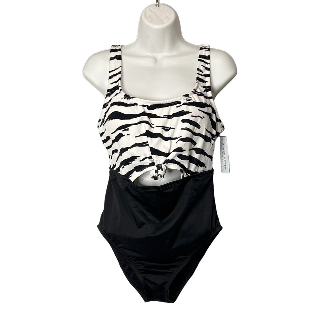 Nwt Beach Betty Women's Slimming Control Tie-Front Cut Out One Piece Swimsuit M